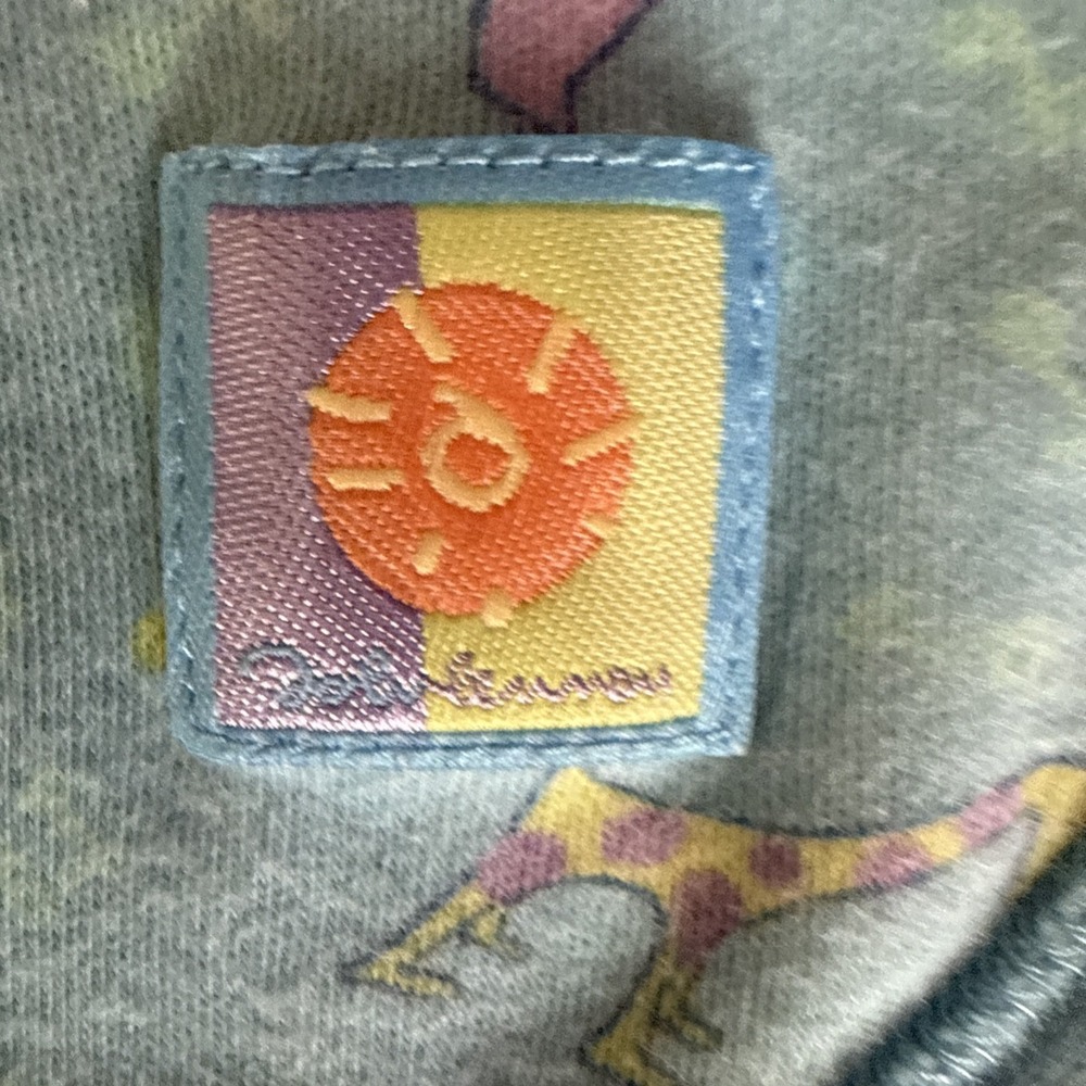 Vtg Carter's John Lennon REAL LOVE Baby Blanket Blue Green Animals Palm Trees - Picture 8 of 8